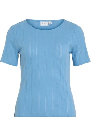 VILA Vikassie S/S Pointelle Top - Noos Tops T-shirts & Tops Short-sleeved Blue