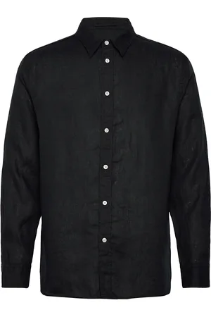 J Lindeberg Reg Ls Clean Linen Shirt Designers Shirts Linen Shirts Black
