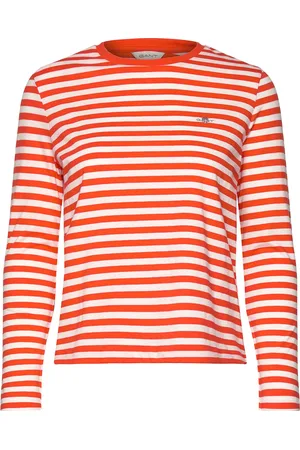 GANT Reg Striped Shield Ls T-Shirt Tops T-shirts & Tops Long-sleeved Red