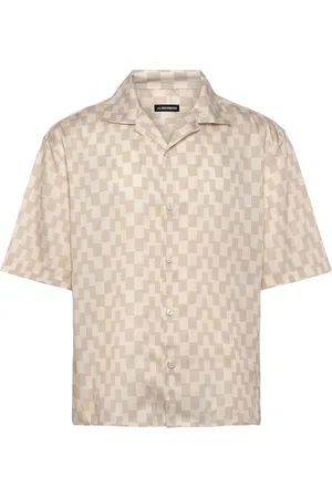 J Lindeberg Ellis Stack Bridge Print Shirt Designers Shirts Short-sleeved Shirts Beige