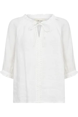 Cream Crbellis Lace Blouse Tops Blouses Short-sleeved White