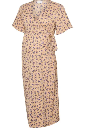 Mama;licious Mlmariano Tess Ss Jrs Midi Dress 2F Dresses Wrap Dresses Beige