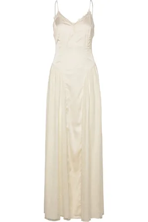 ROTATE Satin Lace Maxi Dress Designers Maxi Dress White