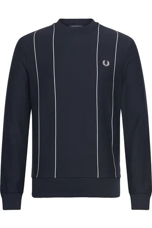 Fred Perry Pinstripe Sweatshirt Designers Knitwear Round Necks Navy