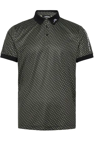 J Lindeberg Tour Tech Print Polo Sport Men Sport Clothing Sport Tops Sport Polos Sport Short-sleeved Polos Black