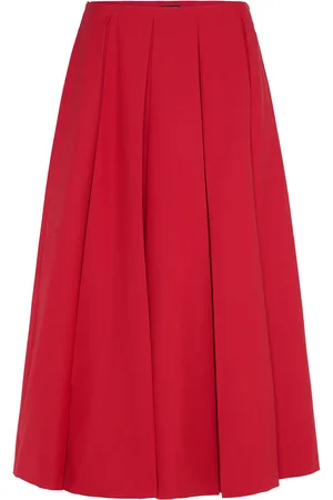 MANGO Wool-Blend Pleated Skirt Skirts Maxi Skirts Red