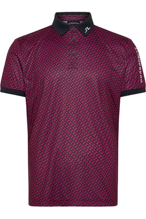 J Lindeberg Tour Tech Print Polo Sport Men Sport Clothing Sport Tops Sport Polos Sport Short-sleeved Polos Burgundy