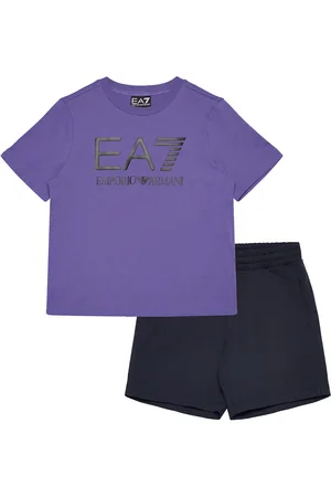 EA7 Tracksuit Sport Sets With Short-sleeved T-shirt Purple