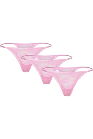 Lindex Brief Jennie Lace Thong 3 Pack Stringit Alusvaatteet Pink