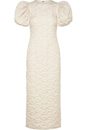 ROTATE Jacquard Midi Puffy Dress Designers Knee-length & Midi Cream