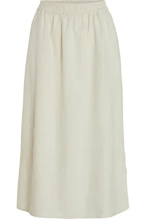 VILA Viprisilla H/W Midi Skirt/1 Skirts Knee-length & Midi Skirts Cream