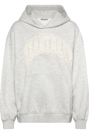 Weekday Printed Hoodie Tops Sweat-shirts & Hoodies Hoodies Grey