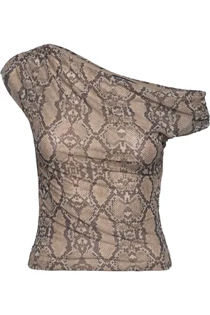 Gina Tricot Asymmetric Top Tops T-shirts & Tops Short-sleeved Beige