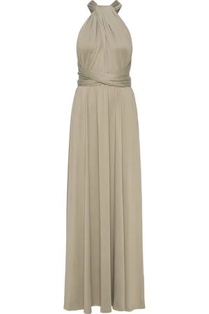 By Malina Lola Wrap Dress Designers Evening Dresses Beige