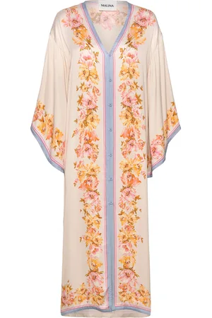 By Malina Naya Printed Kaftan Designers Summer Dresses Cream