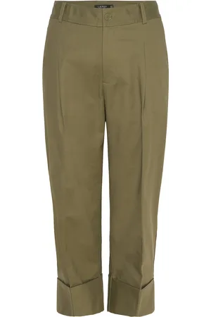 Ralph Lauren Double-Faced Stretch Cotton Ankle Pant Bottoms Trousers Culottes Green