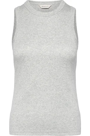 GANT High Neck Rib Tank Top Tops T-shirts & Tops Sleeveless Grey