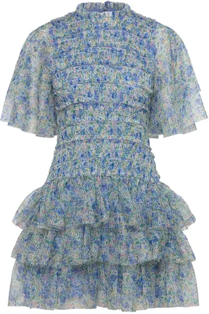 By Malina Minnie Short Sleeve Lace Mini Dress Designers Short Dress Blue