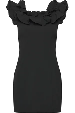 ROTATE Mini Ruffle Dress Designers Short Dress Black
