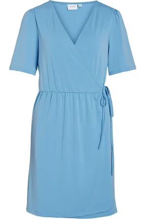 VILA Vinayeli S/S Short Wrap Dress - Noos Lyhyt Mekko Blue