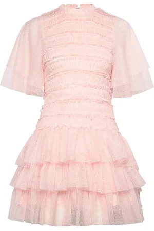 By Malina Minnie Short Sleeve Lace Mini Dress Designers Short Dress Pink