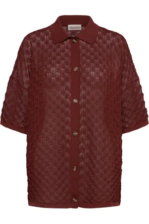 By Malina Moa Knitted Shirt Designers Knitwear Cardigans Brown