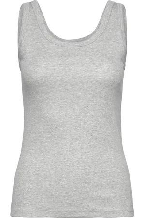 GANT Slim Ribbed Tank Top Tops T-shirts & Tops Sleeveless Grey