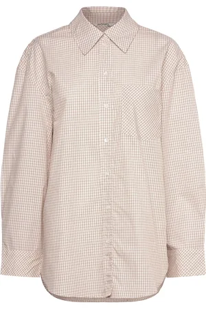 Monki Long-Sleeved Over D Poplin Shirt Tops Shirts Long-sleeved Brown