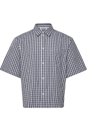 Weekday Relaxed Fit Short-Sleeved Cotton Shirt Tops Shirts Short-sleeved Shirts Blue