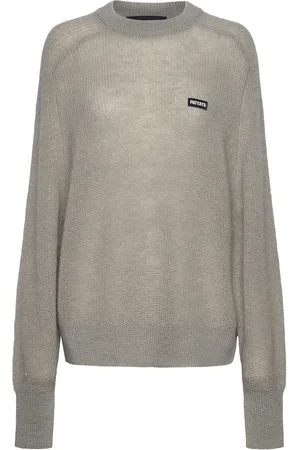 ROTATE Light Knit Logo Sweater Designers Knitwear Jumpers Grey