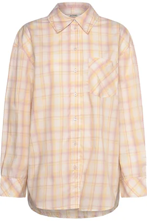 Monki Long-Sleeved Over D Poplin Shirt Tops Shirts Long-sleeved Yellow