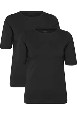 URBAN QUEST 2-Pack Women Bamboo Shortsleeved T-Shirt Slim Fit Tops T-shirts & Tops Short-sleeved Black