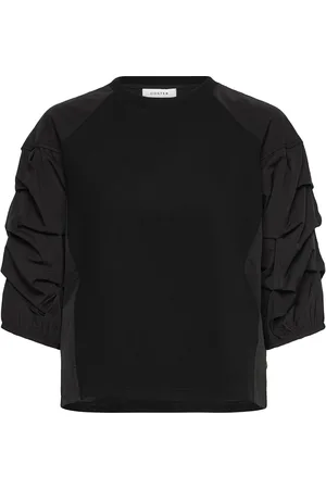 Coster Copenhagen Blouse With Puffy Sleeves Tops Blouses Short-sleeved Black