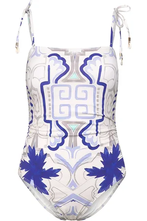 By Malina Fern Tie Shoulder Printed Swimsuit Designers Swimsuits White