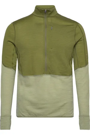 Icebreaker M Mer 200 Realfleece Descender Ls Half Tops Sweat-shirts & Hoodies Fleeces & Midlayers Khaki Green
