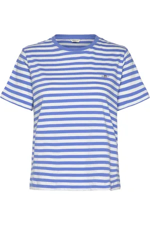 GANT Reg Striped Shield Ss T-Shirt Tops T-shirts & Tops Short-sleeved Blue