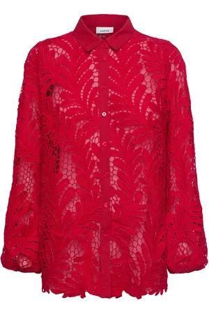 Coster Copenhagen Lace Shirt Tops Shirts Long-sleeved Red