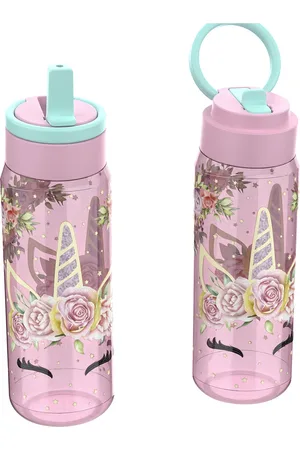 Einhorn Unicorn Gems, Vandflaske Med Sugerør Home Meal Time Pink