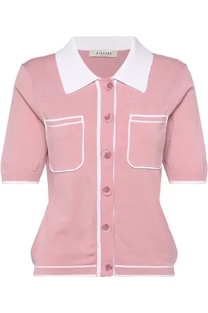 Pieszak Pd-Vigga Contrast Polo Knit Tops Knitwear Cardigans Pink