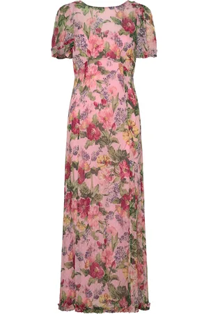by Ti Mo Dotted Georgette Maxi Dress Designers Maxi Dress Pink