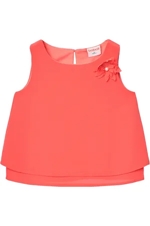 Boboli Blouse Gauze Sleevless Tops T-shirts Sleeveless Coral