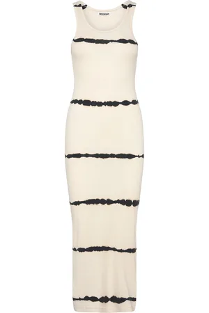 Weekday Close Fitted Rib Dress Tie Dye Polvipituinen Mekko White