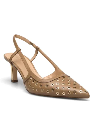 Michael Kors Alora Mid Sling Shoes Sling Backs Heeled Slingbacks Brown
