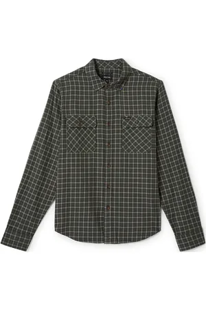 Brixton Bowery Lw Ultra Flannel Tops Shirts Casual Khaki Green