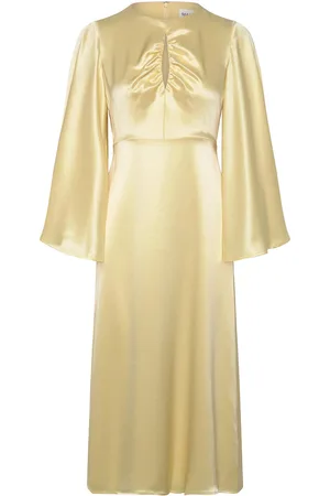 By Malina Isadora Wide Sleeve Midi Dress Designers Knee-length & Midi Yellow