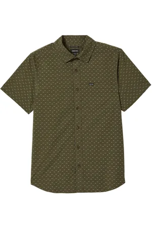 Brixton Charter Print S/S Wvn Tops Shirts Short-sleeved Khaki Green