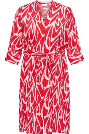 ONLY Carolivera 3/4 Knee Shirt Dress Aop Lyhyt Mekko Red
