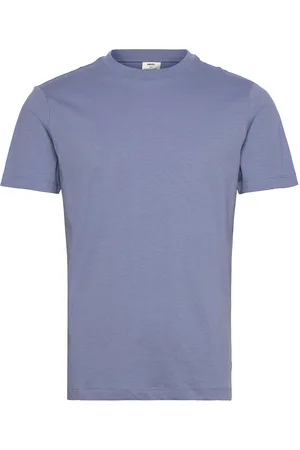 MANGO 100% Cotton Slim-Fit T-Shirt Tops T-shirts Short-sleeved Blue