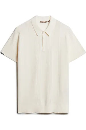Superdry Short Sleeve Knitted Polo Tops Knitwear Short Sleeve Knitted Polos Cream