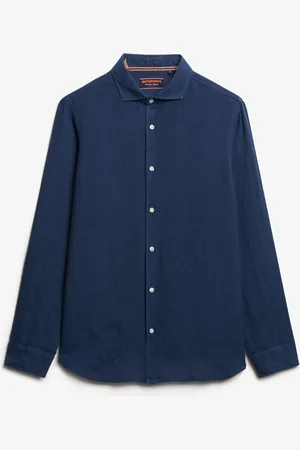 Superdry Vacation L/S Linen Shirt Tops Shirts Linen Shirts Navy